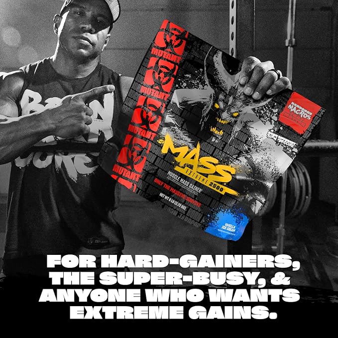 Mutant Mass Extreme Gainer – Whey Protein Powder – Build Muscle Size and Strength – High Density Clean Calories (Triple Chocolate, 12 lbs)