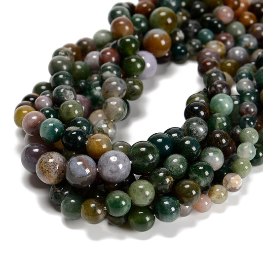 65Pcs India Agate Green 6mm Beads Natural Stone Round Gemstone Genuine Real Stone for DIY Bracelet Jewelry String Making