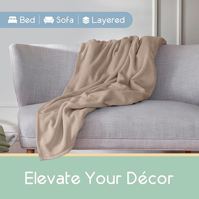 Vellux Twin Size Microfleece Blanket | Fleece Bed Blanket | All-Season Comfort| Supersoft Lightweight | Plush Throw Blanket for Bed Couch or Sofa | Pet-Friendly | Nutmeg