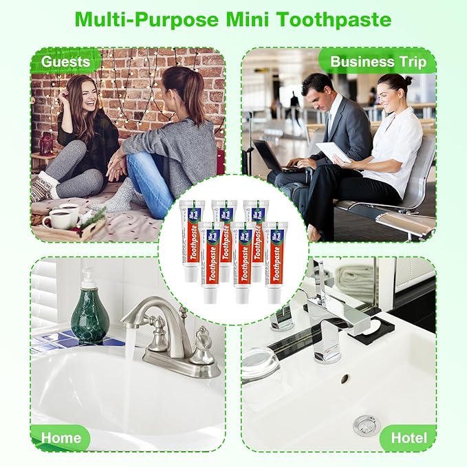 HOFASON 30 Tubes Bulk Travel Size Toothpaste 0.18 oz, Extra Small 2.28x0.78 inches Disposable Travel Size Bulk Mini Toothpaste Peppermint for Bad Breath, Guests, Homeless, Hotel, Charity Toiletries