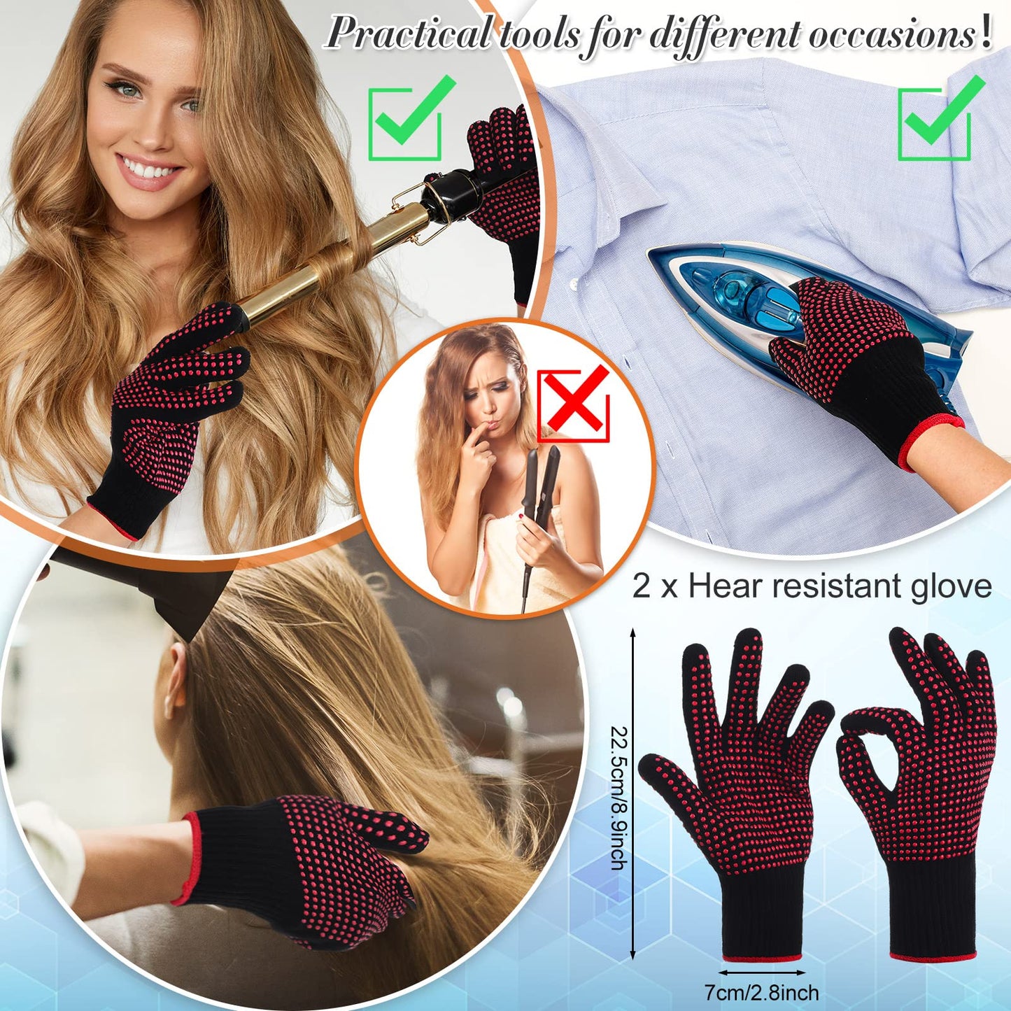 7 Pcs Heat Tape Dispenser Sublimation Set Tape Roll Dispenser with Weighted Nonskid Base and 4 Pieces Heat Transfer Tapes 2 Pieces Heat Resistant Gloves Heat Resistant Silicone Gloves (Black)