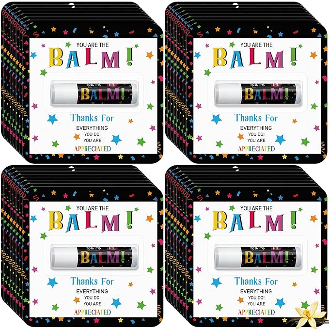 60 Pack Employee Appreciation Gifts Bulk Lip Balms Teacher Staff Team Thank You Gifts You're the Balm Fall Thanksgiving Christmas Appreciation Party Favors for Coworkers Women Men Volunteer