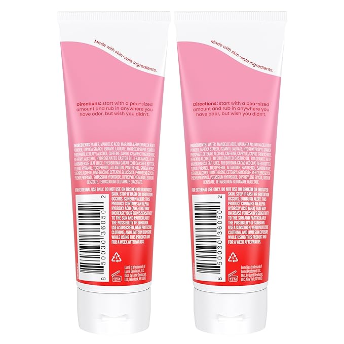 Lume Whole Body Deodorant - Invisible Cream Tube - 72 Hour Odor Control - Aluminum Free, Baking Soda Free, Skin Safe - 3.0 ounce (Pack of 2) (Peony Rose)