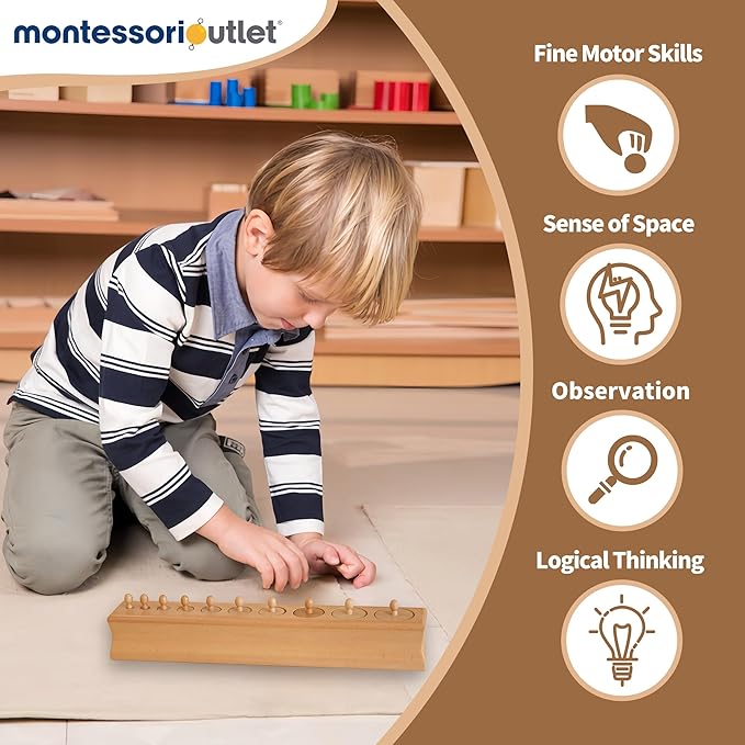 MONTESSORI OUTLET Cylinder Block (Part 3) for Children Aged 3-6 Montessori Education at School and Home
