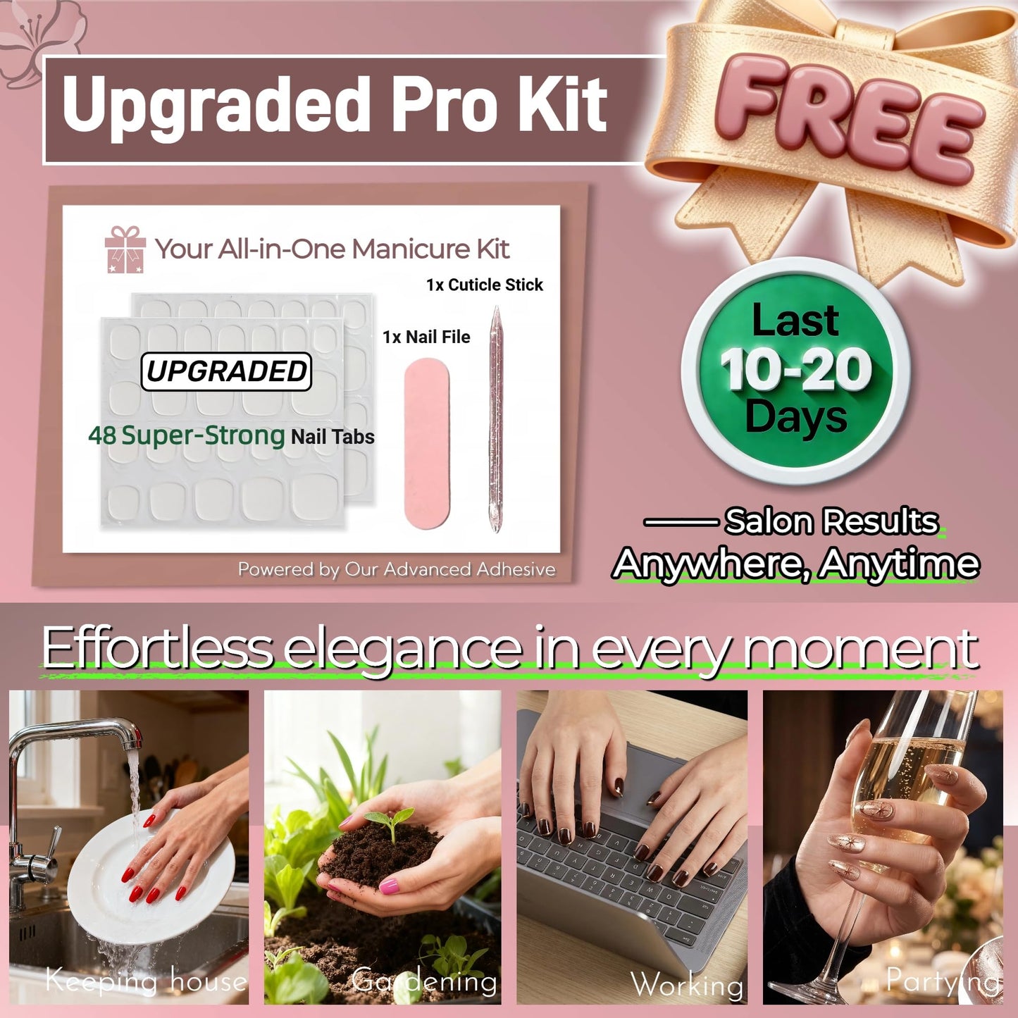 3D Cute Bow Brown Press On Nails, Short Square Nude Cartoon Style Fake Nails, Glossy Chocolate Brown On Nails for Women, Easy to Apply Reusable, 30 PCS Set (The sizing runs small)