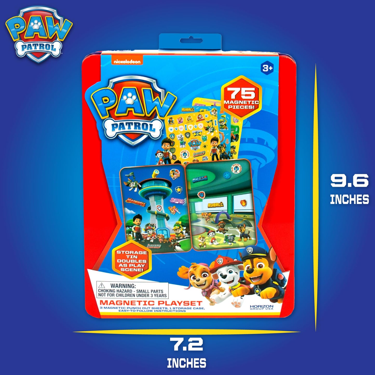 Paw Patrol Magnetic Playset, 75 Mix & Match Dress Up Magnets, 2-in-1 Storage Tin & Play Space, Fun Paw Patrol Toy for Kids 3 & Up, Great Travel Activity for Kids and Toddlers, Paw Patrol Activities