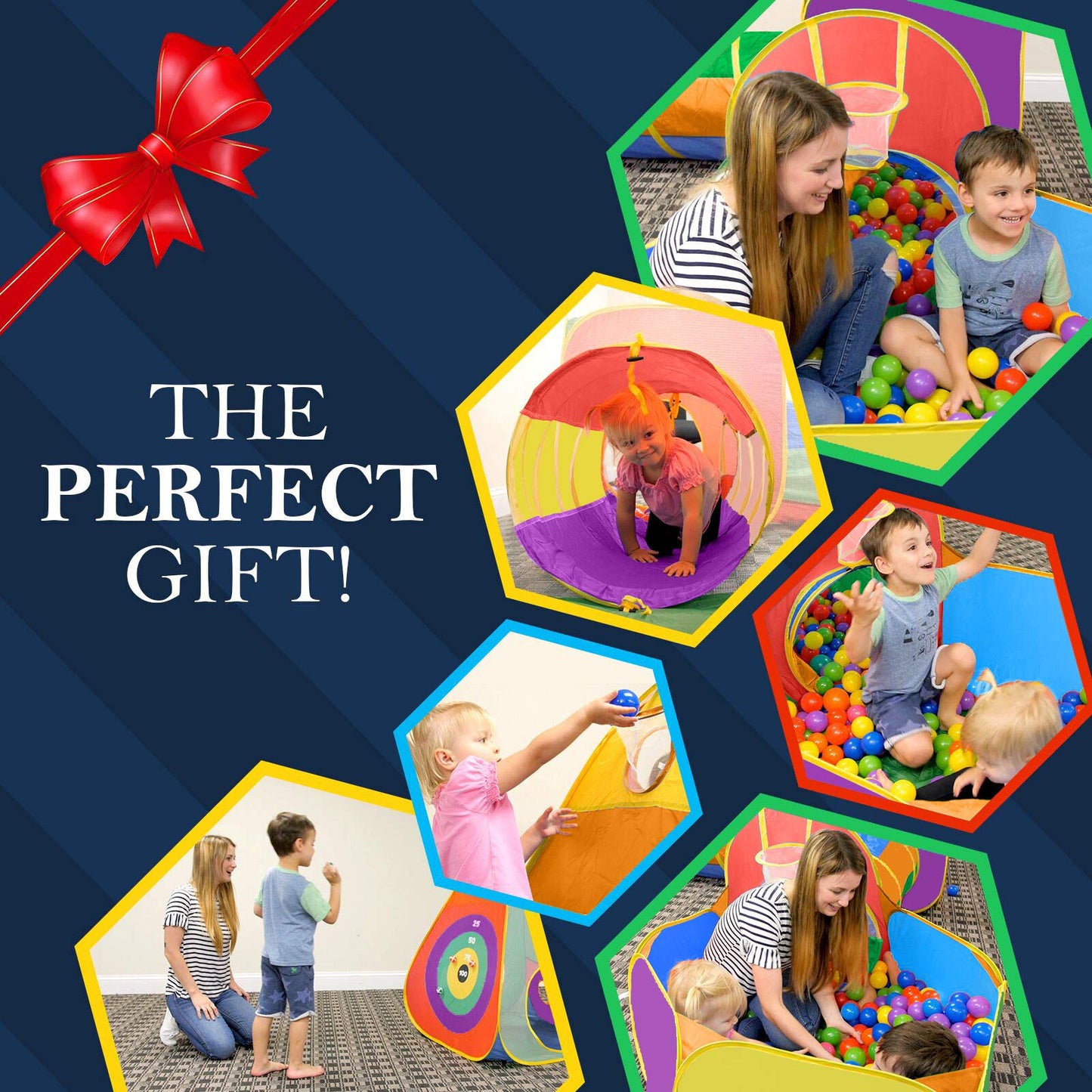 Gift for Toddler Boys & Girls, Ball Pit, Play Tent and Tunnels for Kids, Best Birthday Gift for 3 4 5 Year Old Pop Up Baby Play Toy, Target Game w/ 4 Darts Indoor & Outdoor