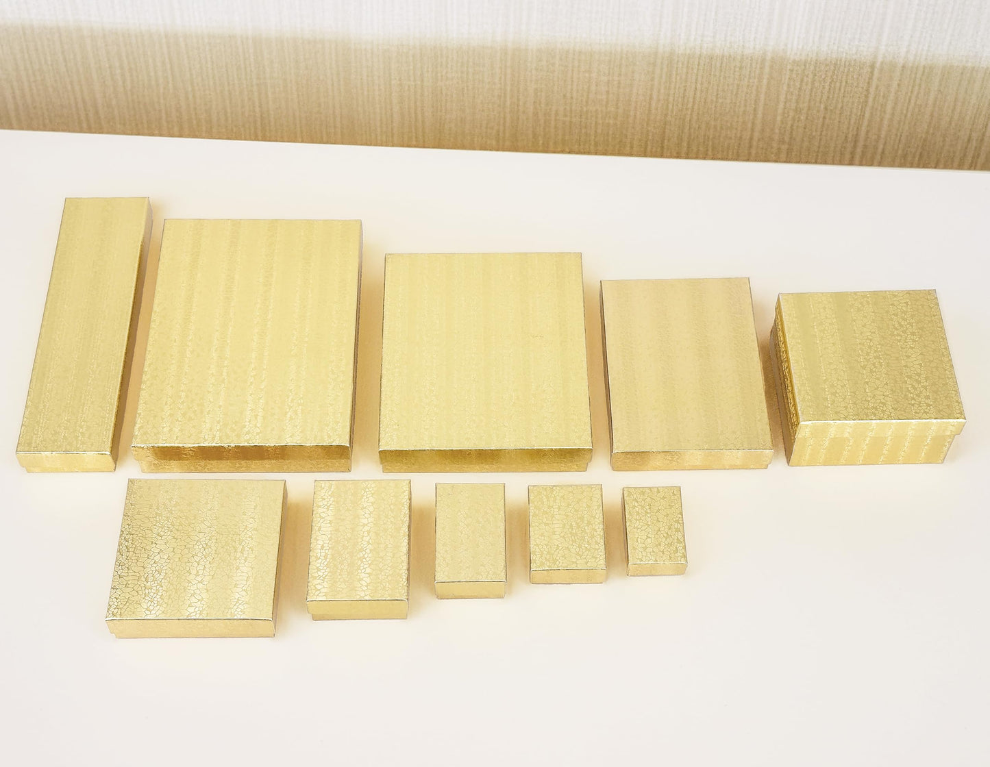 TheDisplayGuys - 25-Pack #53 Kraft Paper Cardboard Gift Boxes/Jewelry Cases w. Cotton Padding & Lid - Gold Foil - (5.4" x 3.9" x 1.0")