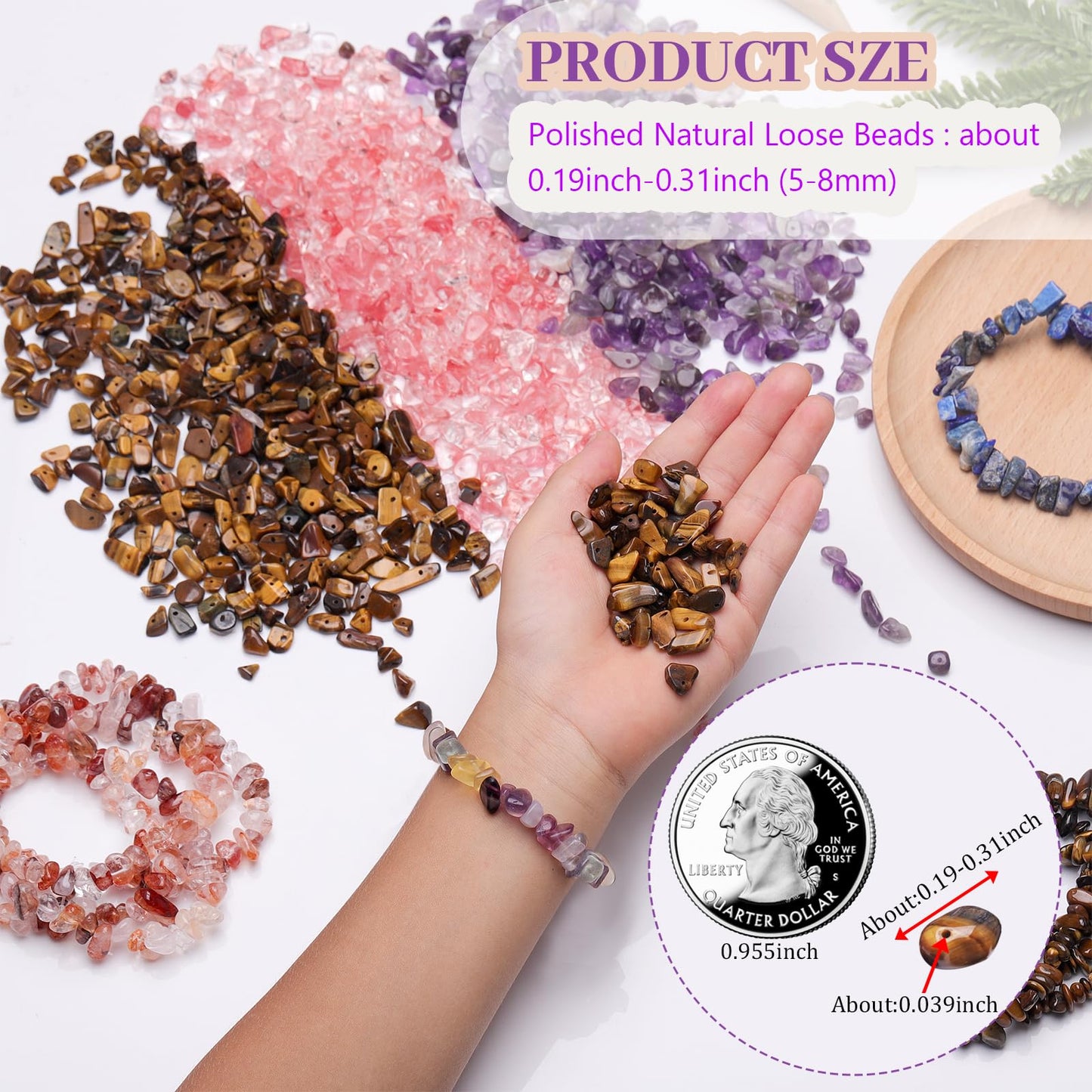 400Pcs Natural Chip Stone Beads for Jewelry Making Gold Sandstone & Blue Sandstone Pre-Drilled Irregular Healing Crystal Loose Beads for DIY Necklace Bracelet Earrings Ring Craft Supplies