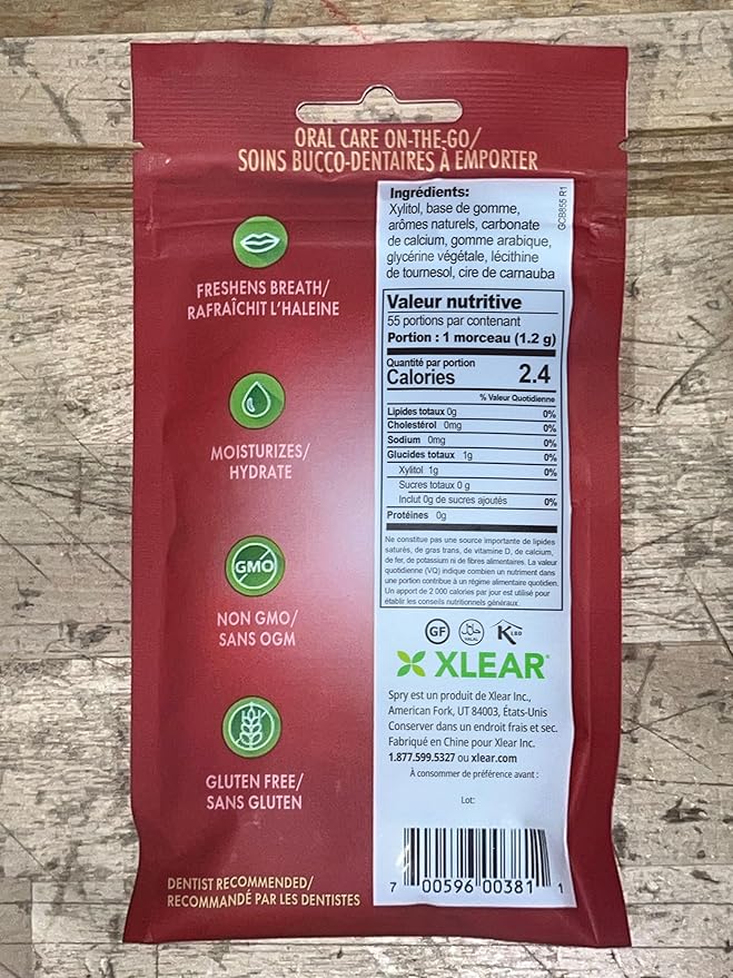 Spry On The Go Fresh Natural Xylitol Chewing Gum Dental Defense System - Aspartame-Free, Sugar-Free, Non-GMO (Cinnamon, 55 Count - Pack of 3)