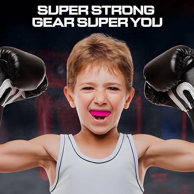 Sports Mouth Guard for Kids,Youth,Boys,Girls,Child Teen Mouthguard with Case (BPA Free) for Boxing, Martial Arts,MMA Karate,Lacrosse,Football,Soccer and All Contact Sports (Pink)
