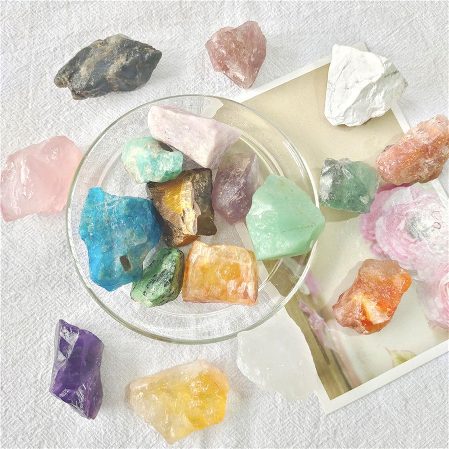 Howlite Raw Crystals Healing Crystals Natural Rough Stones 1.2-2" for Tumbling, Fountain Rocks, Yoga, Meditation, Polishin, Gift 21