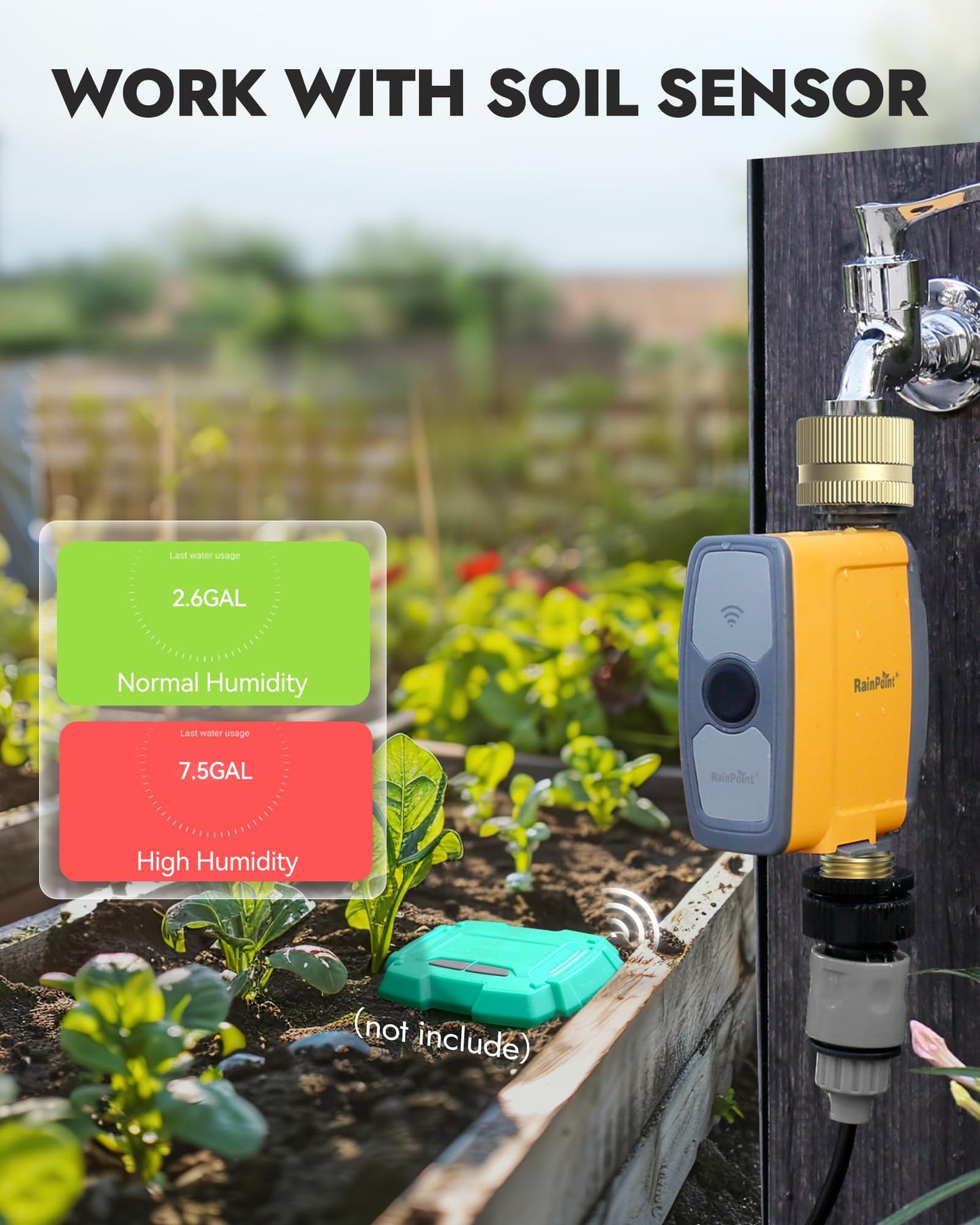 RAINPOINT WiFi Water Timer, Smart Sprinkler System Valve With APP & Voice Control, Weather-Based Automatic Rain Delay, Brass Inlet & Outlet (No WiFi Hub)