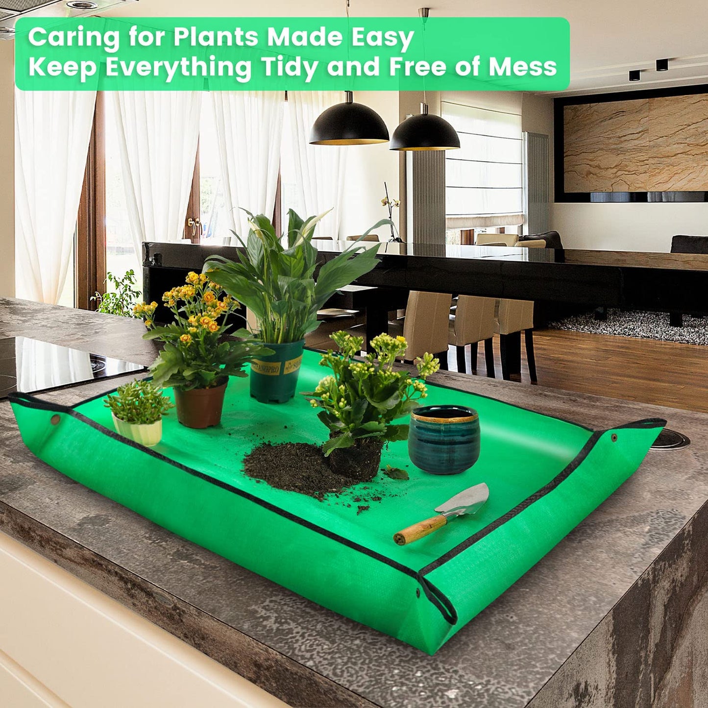 39.5" X 31.5" Large Repotting Mat for Indoor Plants Transplanting and Dirt Control Portable Potting Tray Plant Gifts for Plant Lovers Gardening Gifts for Women & Men