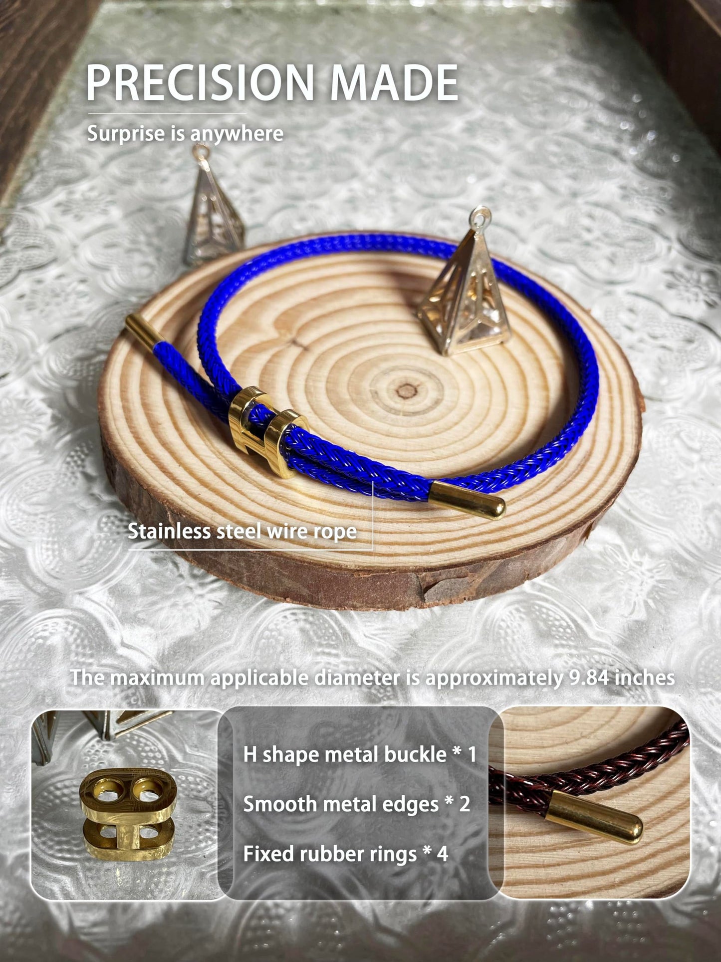 PPbuky Steel Bracelet Link, Adjustable H-shape Wire Rope Bracelet, Lucky Jewelry with Titanium Buckle for Birthday, Valentine's, Graduation, Fashion Gift for Women, Men, Lovers, Friends, Gold&Silver