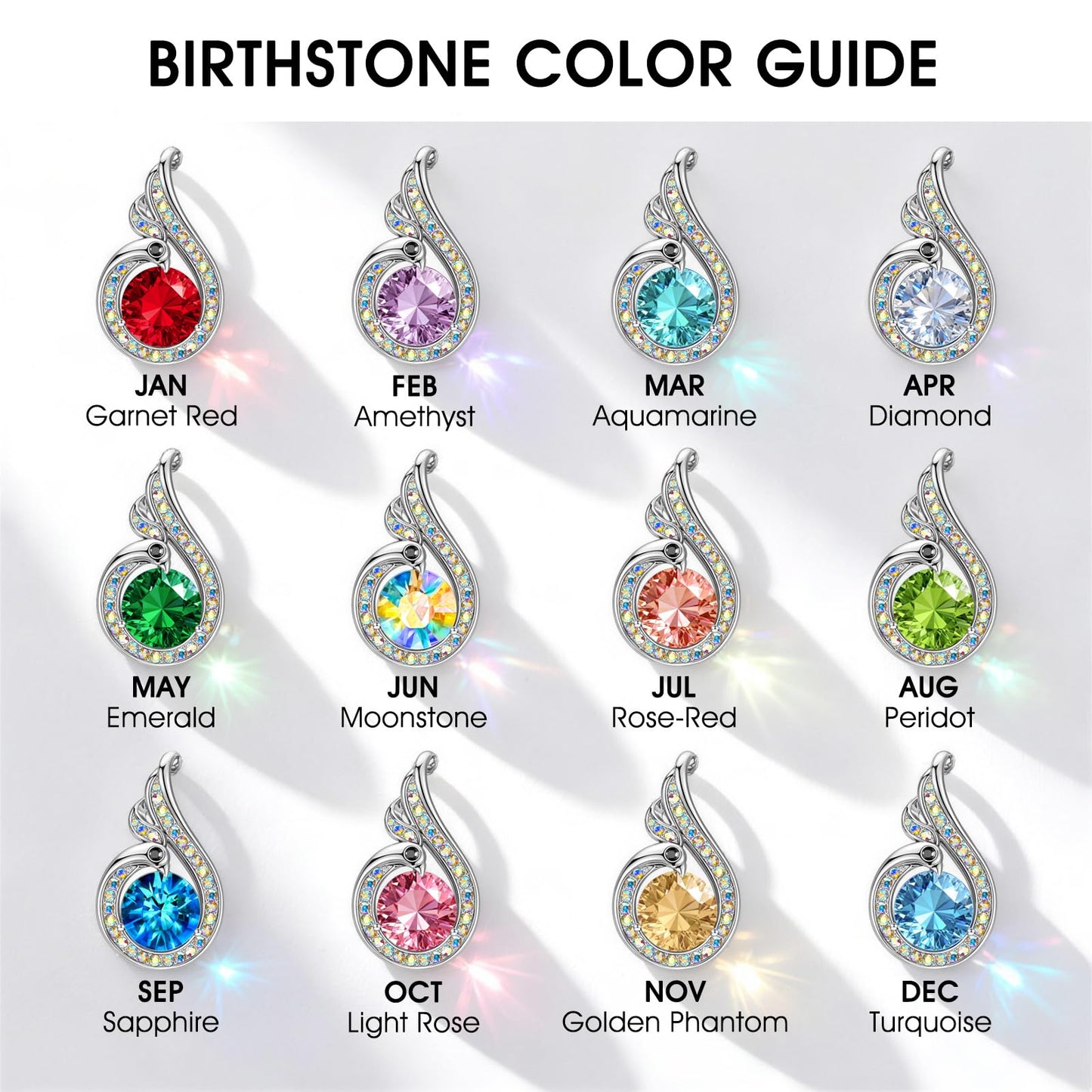 Kate Lynn Phoenix Birthstone Necklaces for Women Pendant Necklace Crystal Jewelry, Birthday Gifts for Women Wife Girlfriend Mothers Day Gift for Mom Daughter Unique Lady Christmas Jewelry Gift for Her, May Birthstone Emerald Necklace
