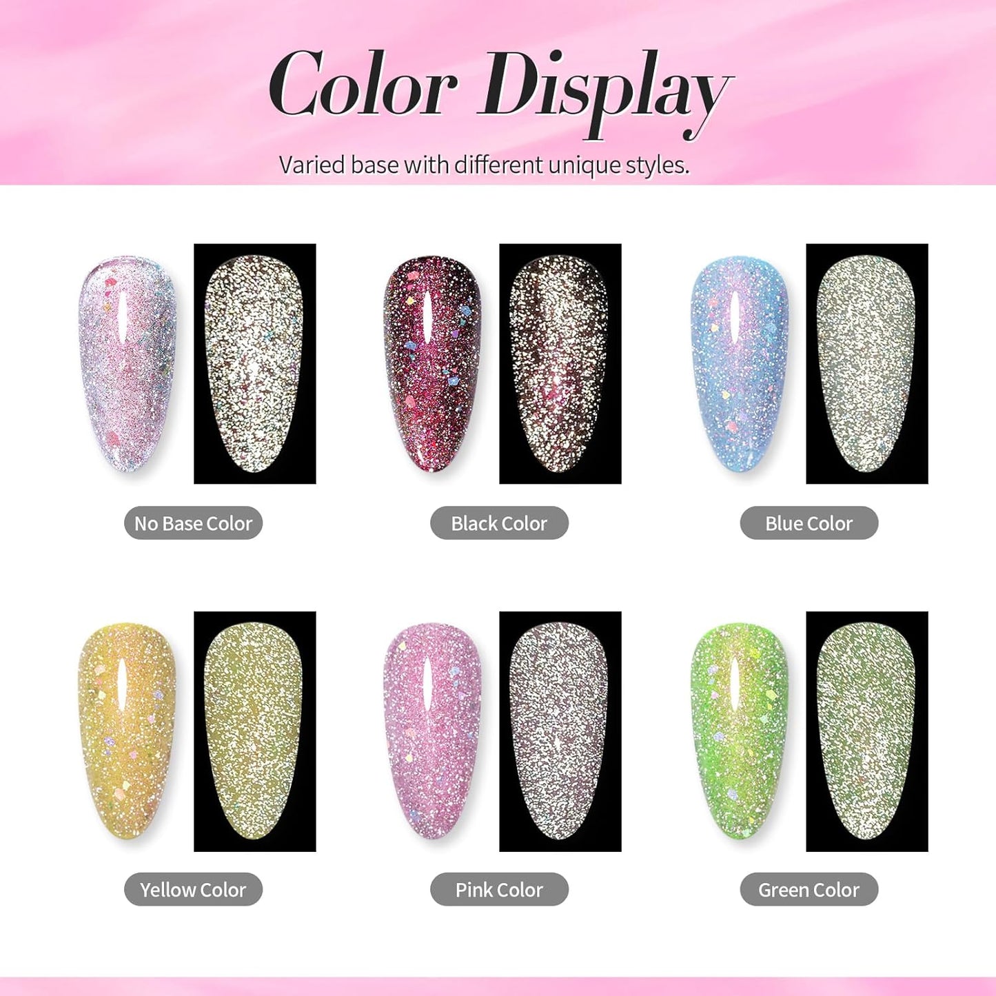 Born Pretty Auroras Reflective Glitter Nail Powder Chameleon Polarized Sparkling Shiny Nail Glitter Holographic Flakes Dust Shiny Powder Pigment Nail Supplies for Nail Art Manicure DIY Design