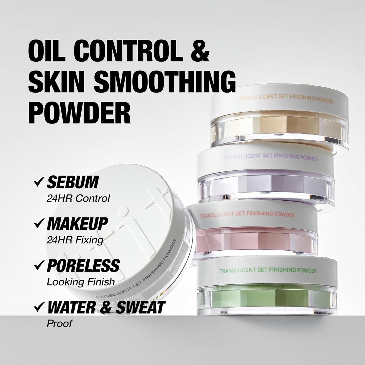 TFIT Translucent Set Finishing Powder - Sebum Control Face Loose Powder, Matte & Silky Finish, Lightweight, Long-lasting, Korean Makeup Setting Powder (2.3 Deep Beige, 0.24 Oz.)