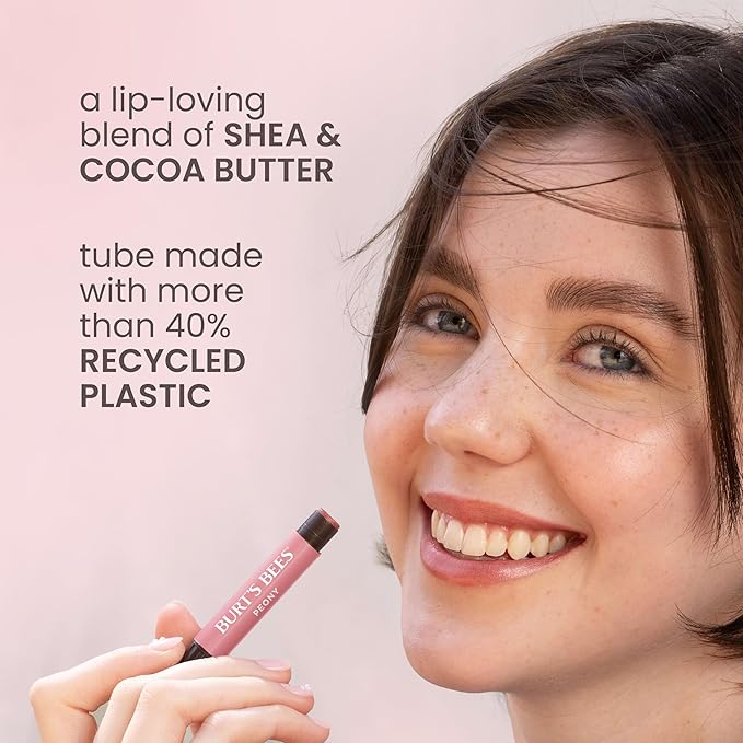 Burt's Bees Shimmer Lip Tint Set, Tinted Lip Balm Stick, Moisturizing for All Day Hydration with Natural Origin Glowy Pigmented Finish & Buildable Color, Raisin (1-Pack)