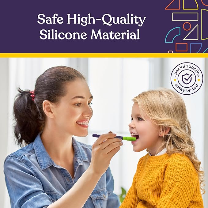 Special Supplies Buzz Buddy Oral Motor Stimulation kit with 12 Soft Textured Interchangeable Heads, Calm Sensory Needs, Support Speech, and Stimulate Self Feeding, Gentle Vibrations