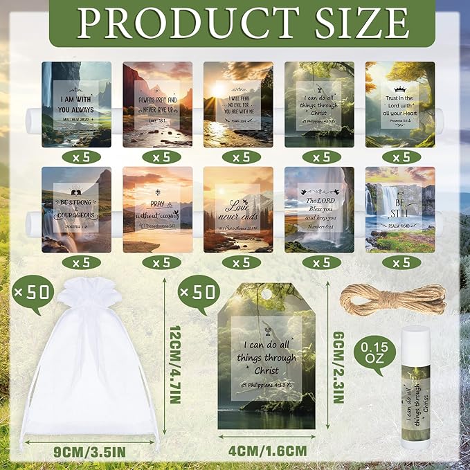 50 Sets Lip Balms Christian Gifts for Women Religious Scripture Bible Verse Inspirational Motivational Small Thank You Gift for Church Coworker Birthday Teacher 10 Styles Vanilla Flavor