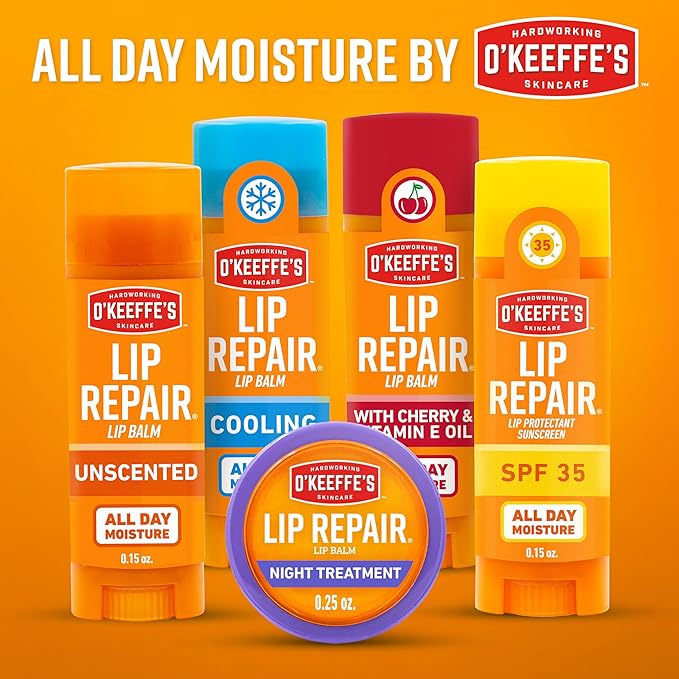 O'Keeffe's Lip Repair Unscented Lip Balm for Dry, Cracked Lips - Stick (Twin Pack) - Moisturizer for Very Dry Lips
