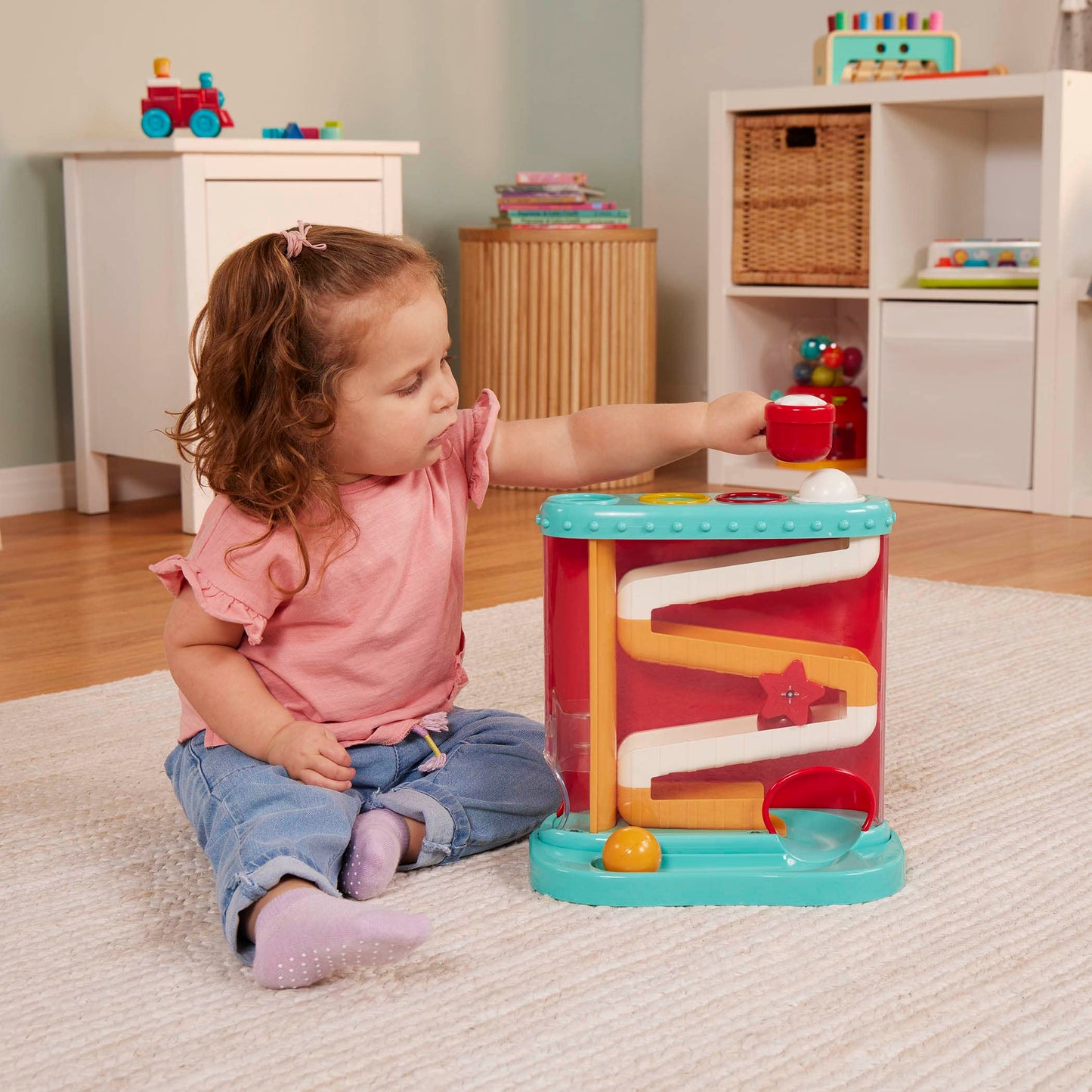 Battat – Pound – a – Ball Toy – Ball Maze for Babies – Fine Motor Skill Toy – 12+ Months – Pound & Roll, Light Blue