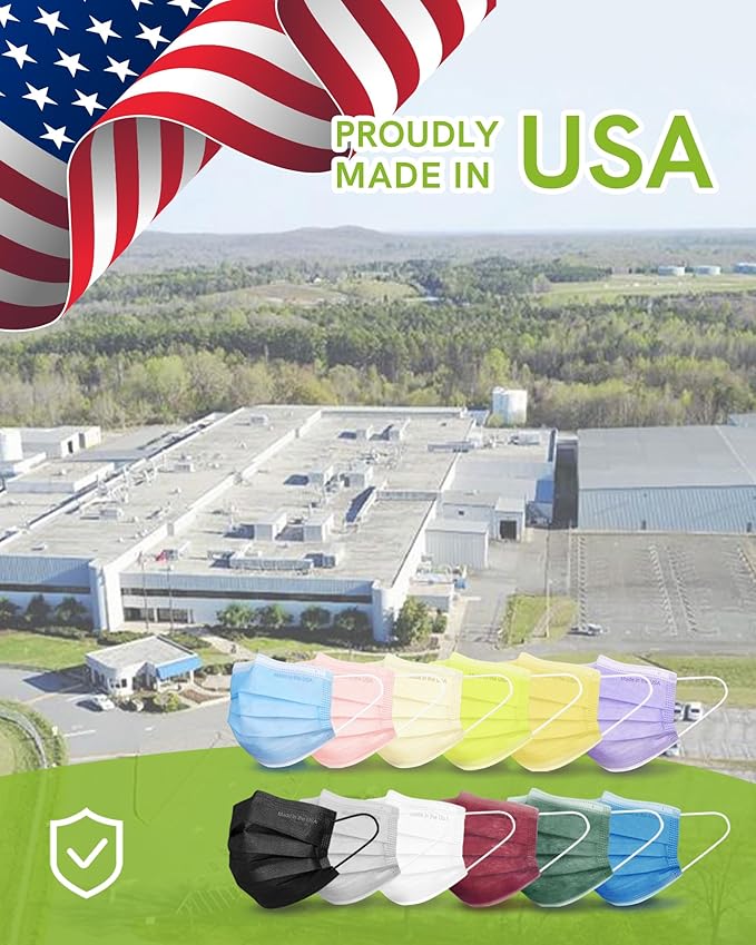 FriCARE Disposable Face Masks, 3-Ply ASTM Level 3 Medical Grade, Breathable & Comfortable for Adult Daily Work/Sun Protection, 50 Pack Neon Pixel
