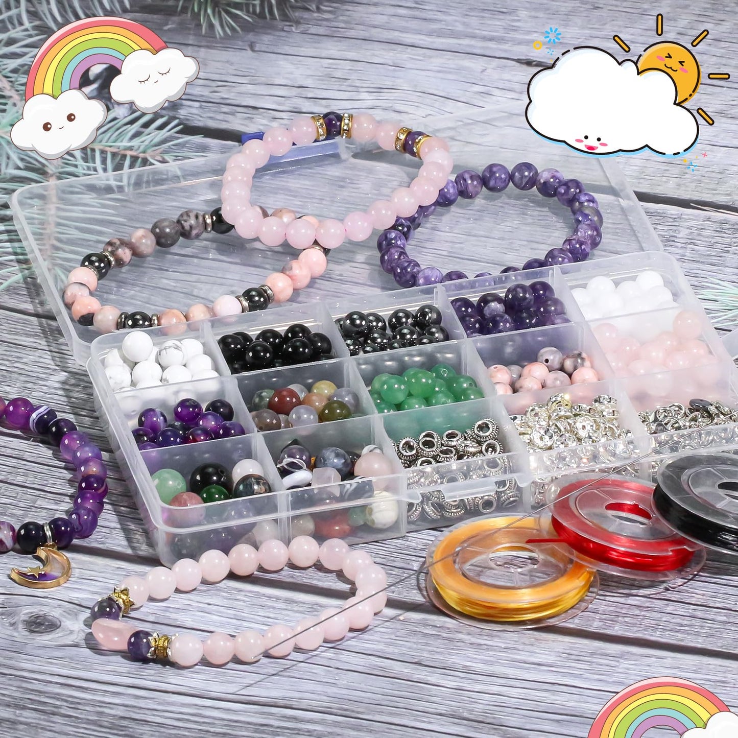 8mm Natural Gemstone Round Hematite Loose Beads for Jewelry Making Bracelets Necklace Earrings Art Craft (45-48pcs/strand)