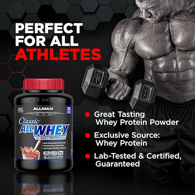 ALLMAX Classic ALLWHEY, Chocolate Peanut Butter - 5 lb - 30 Grams of Protein Per Scoop - Gluten Free - Approx. 49 Servings