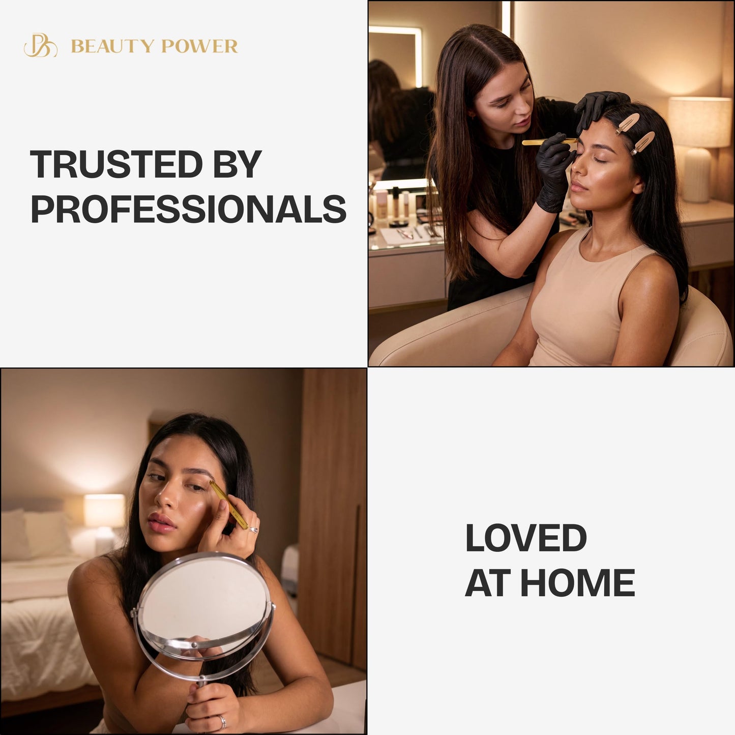 Beauty Power Tweezers for Women Facial Hair: Ultra Precision Tweezers for Women & Men, Sharp Slant Tweezer for Eyebrows, Ingrown Hair Removal. Professional Plucker + Case, German Stainless Steel Gold