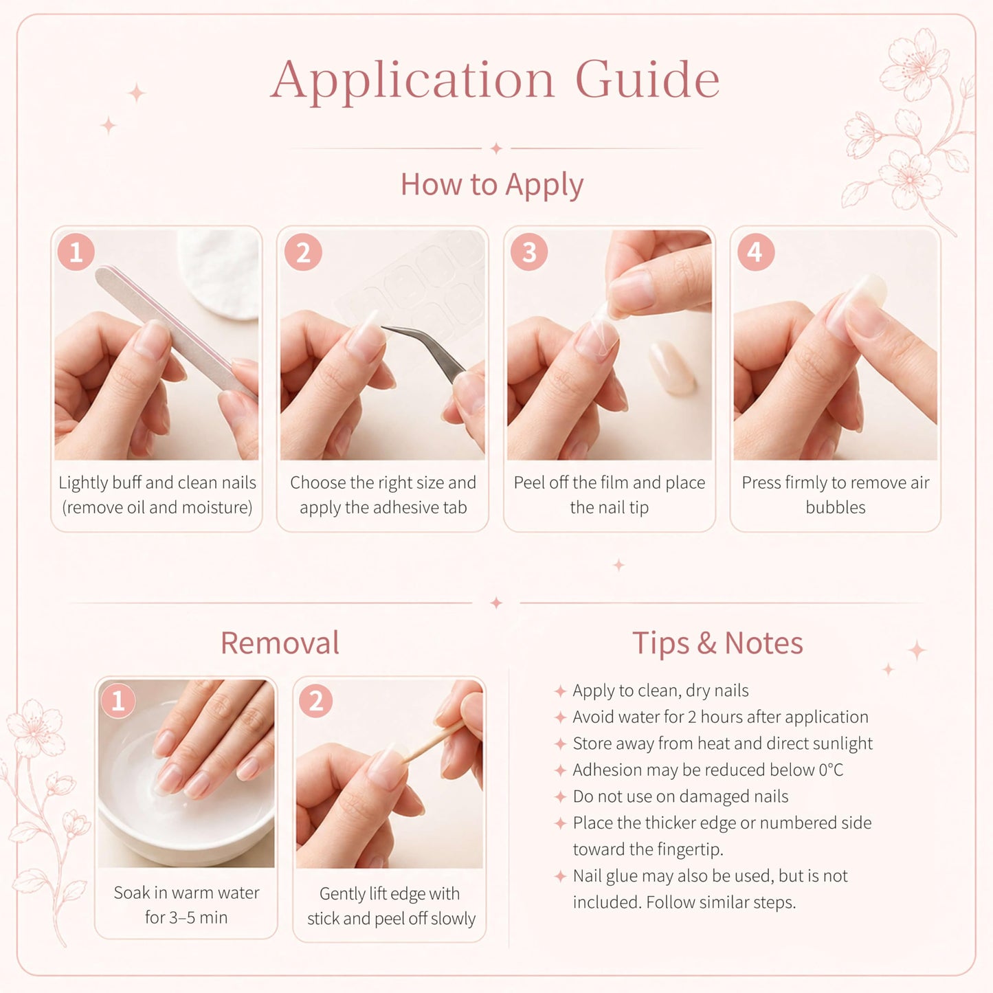 Sun&Beam Nails Handmade Press On Nail Short Round Hand-painted Golden Flowers Acrylic Fake Tip Design Art Charms Cute with Storage Box 10 Pcs (#005 M)