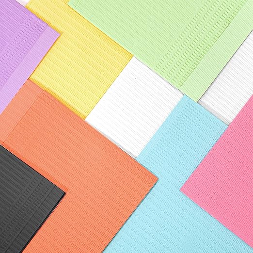 JMU 125 Pack Dental Bibs Disposable, 2-Ply Paper 1-Ply Film Dental Bibs 13" x 18", Orange