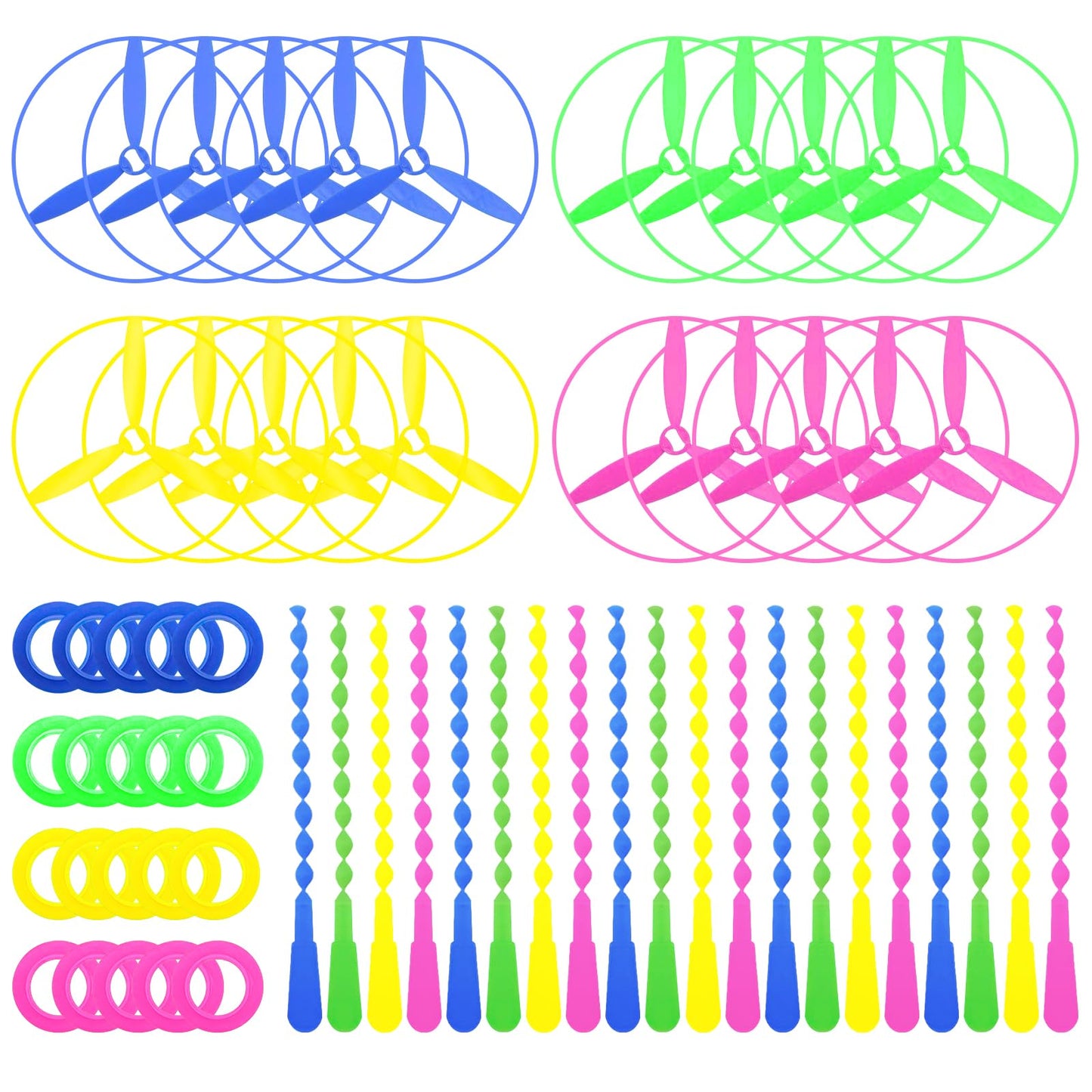 POPLAY 40 Sets Outdoor Toys Flying Discs, Disc Flyer with Launchers for Party Favors, Classroom Prizes, Goodie Bags Stuffers for Kids