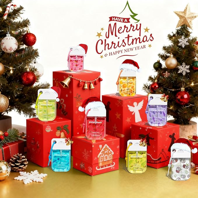 Hand Sanitizer Spray, 4Pack Spray Hand Sanitizer Travel Size With Cute Keychain, Scented Power Mist Hydrating for Kids Christmas Gifts, 1.35FL.OZ (Watermelon,Strawberry,Lemon,Lavender