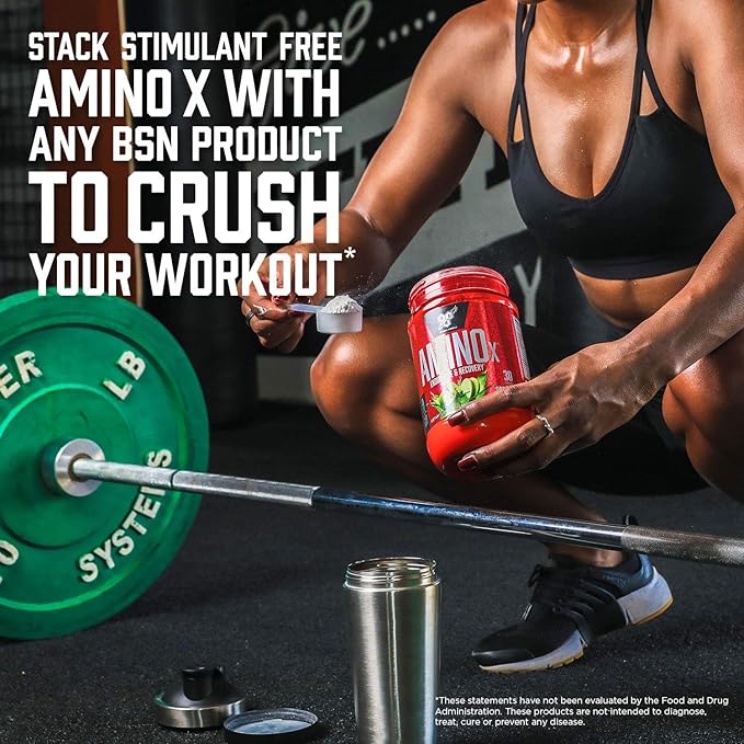 BSN Amino X Muscle Recovery & Endurance Powder with BCAAs, 10 Grams of Amino Acids, Keto Friendly, Caffeine Free, Flavor: Watermelon, 30 servings (Packaging may vary)