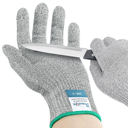 Dowellife Cut Resistant Gloves A9 Maximum Protection - Food Grade Kitchen & Chef Gloves for Food Prep, Knife Cutting, Mandoline Slicing, Butcher, Oyster Shucking, Fish Handling (Large)