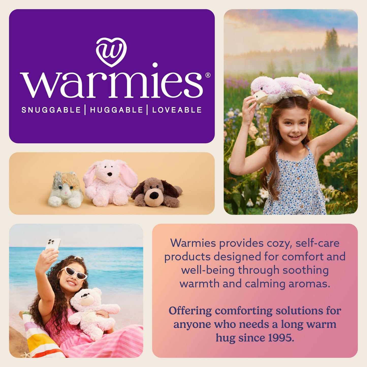warmies Microwavable & Weighted Stuffed Animals, Laying Down Gray Cat - Heated Stuffed Animal Plushie for Warmth & Comfort - Cute Soft Plush Toys for Boys, Girls, Babies & Toddlers