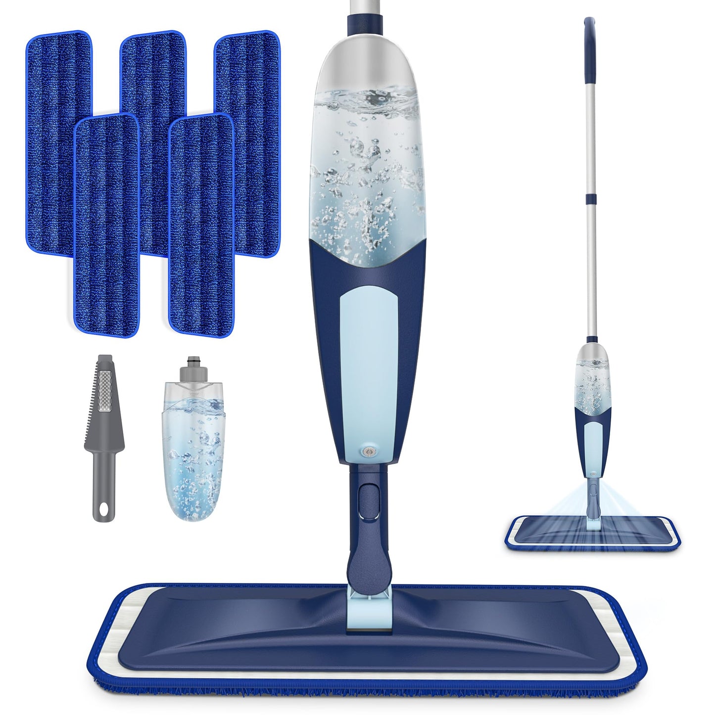 Spray Mops for Floor Cleaning, TRAV-ROUND Microfiber Wood Floor Mop with 5 Reusable Washable Pads for Dry Wet Cleaning on Hardwood Laminate Wood Ceramic Vinyl Tile