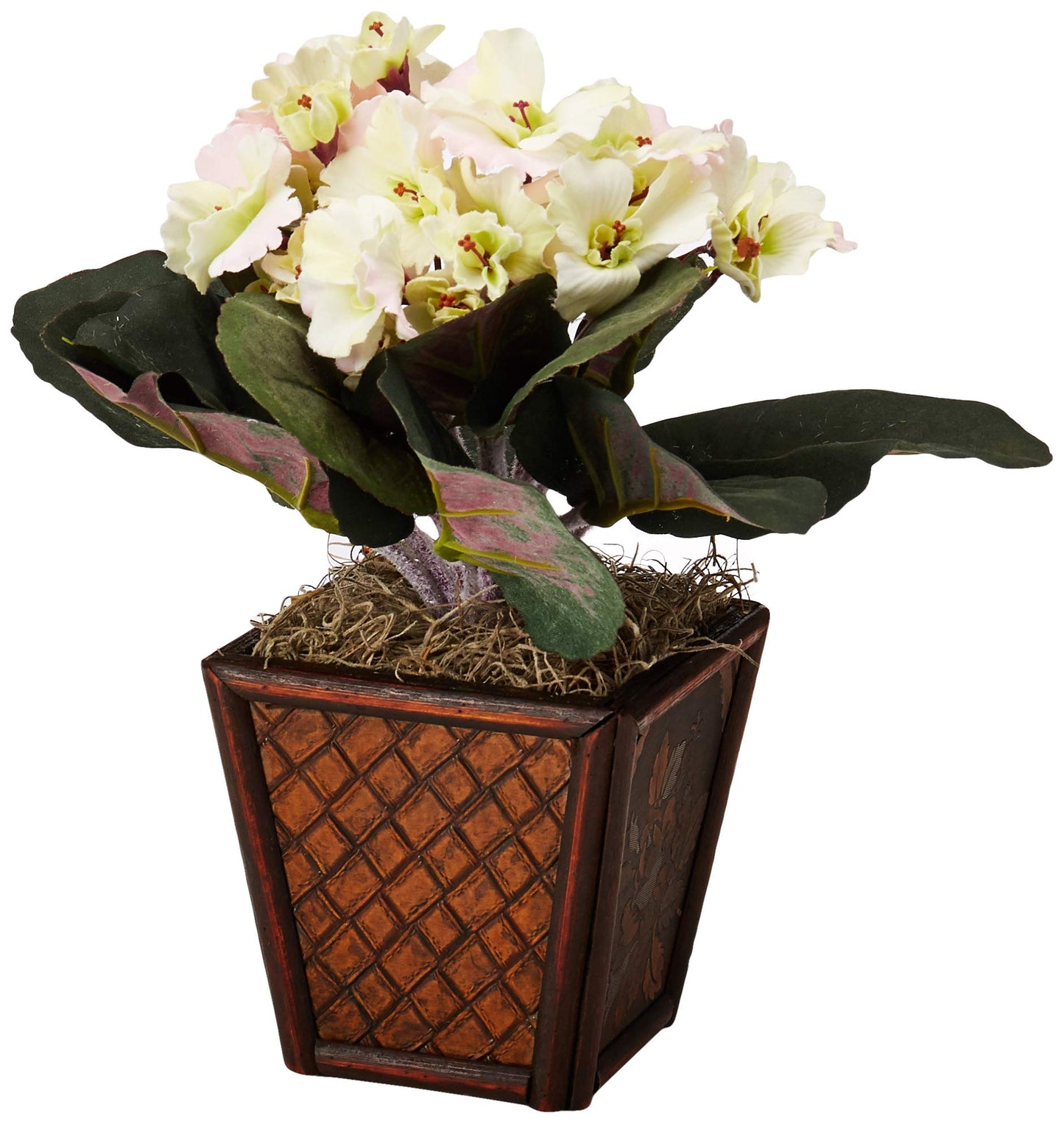 Nearly Natural African Violet with Vase Silk Plant (Set of 2)