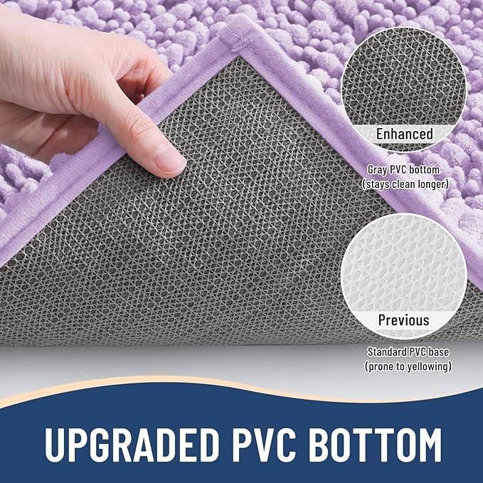 Arotive Luxury Chenille Bathroom Rug Mat, Extra Soft Thick Absorbent Shaggy Bath Rugs, Non-Slip Machine Wash Dry, Plush Bath Mats for Bathroom, Shower and Tub, 40x24, Light Purple
