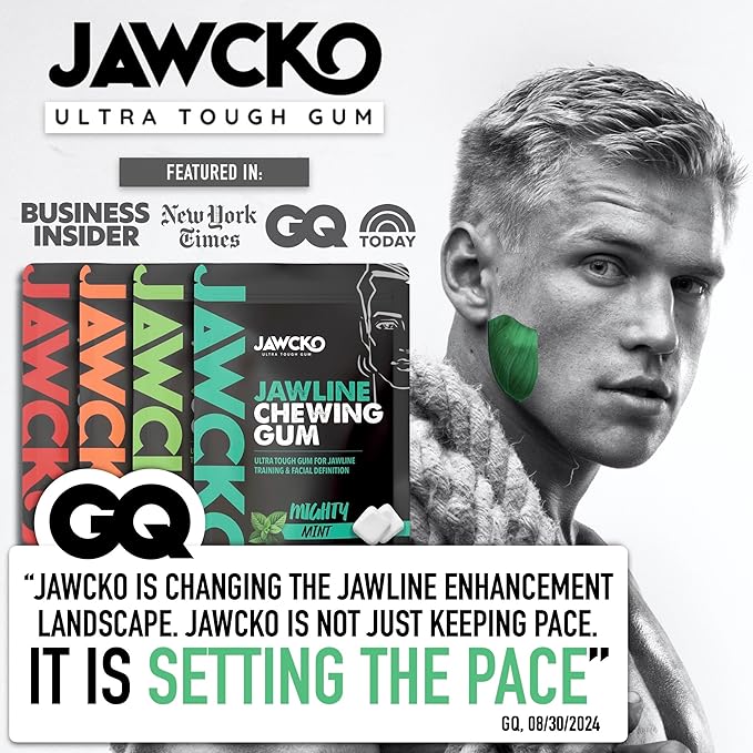 JAWCKO Ultra-tough Jawline Chewing Gum Variety 3-Pack | Get a Stronger, Squarer Jawline | 15X Hardness | Jaw Training Hard Gum | Chisel, Sculpt, Tone your Jaw | Facial Fitness Mewing Gum | 3X Flavors