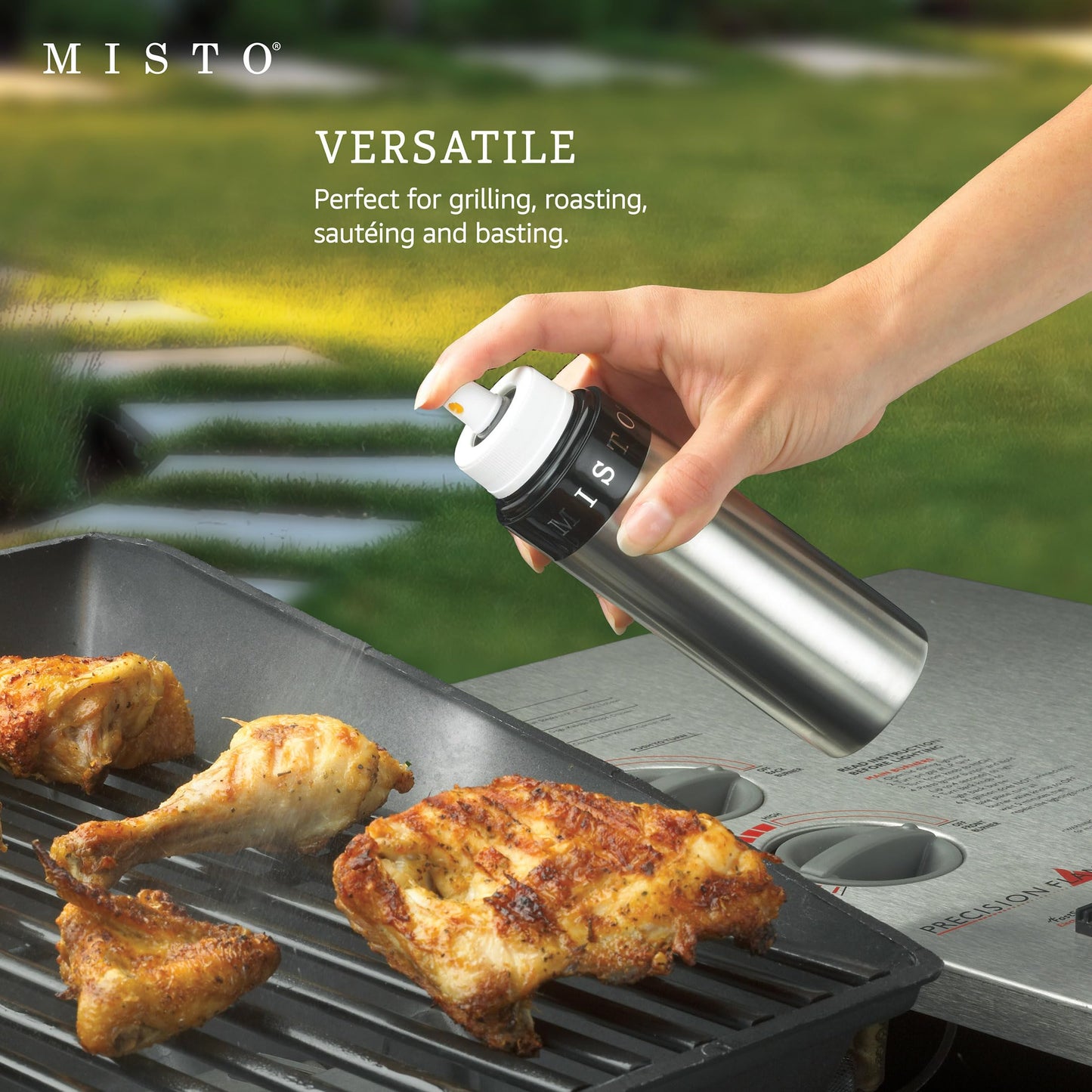 Misto Aluminum Oil Sprayer, Set of 2, Versatile Refillable Aerosol Sprayers for Olive Oil, Vinegar, Lemon Juice, Dressings, and More, Ideal for Cooking, BBQ, and Air Fryers