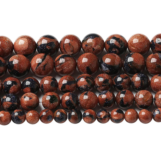 60pcs 6mm Starry Bicolor Sandstone Beads Natural Round Loose Spacer Beads for Jewelry Making DIY Bracelets Crystal Energy Healing Power Stone (6mm, Bicolor Sandstone Beads)
