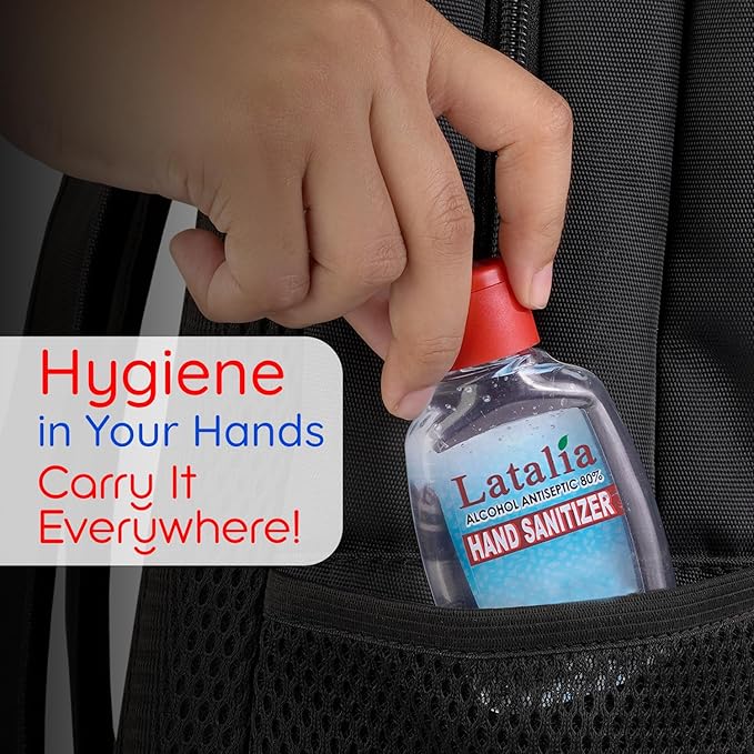 Latalia Mini Hand Sanitizer Travel Size Pack of 48 | 1.85 fl oz with 80% Alcohol Small Hand Sanitizer Bulk For Non-Sticky, Unscented, Gentle & Fresh Hands Anytime