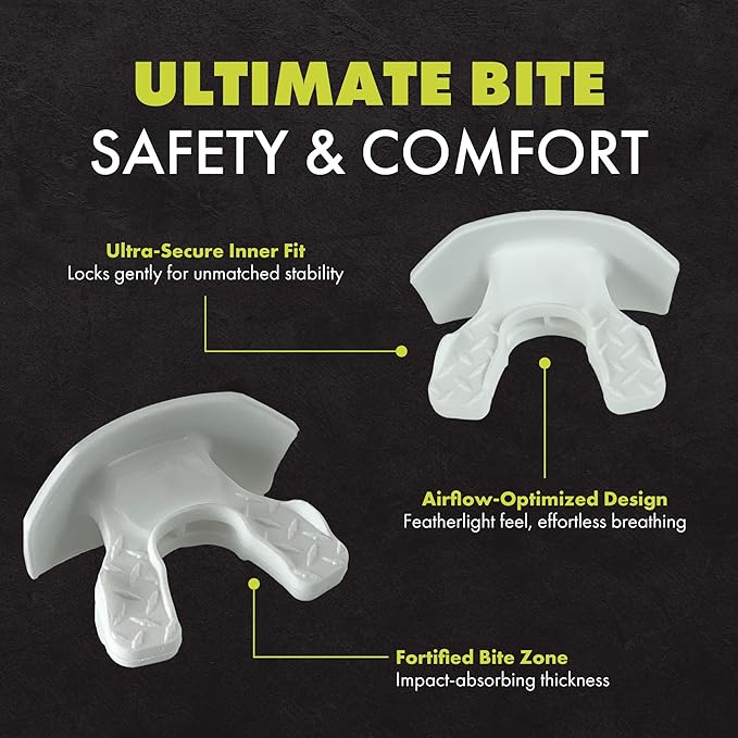 DAMAGE CONTROL Youth Football Mouth Guard – Breathable No Boil Mouthpiece, Protects Lips & Teeth, Works with Braces, Includes Helmet Strap – Sports Gear & Accessories (Symbite)