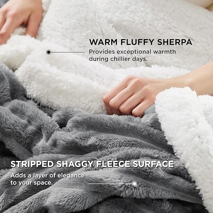 Bedsure Sherpa Blanket Twin Size for Couch - Super Soft, Cozy Fleece Thick Warm Blanket for Winter, GentleSoft Plush & Fluffy Throw Gift for Women, Home Room Decor, Dark Grey, 60x80 Inches