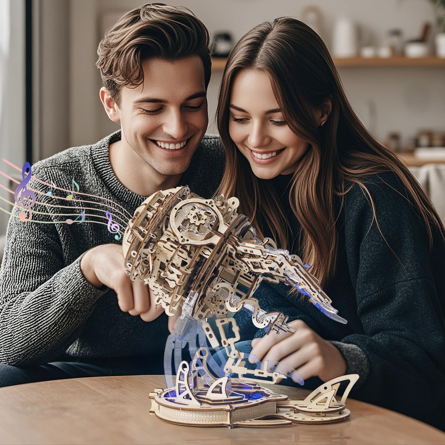 3D Wooden Puzzles for Adults, 3D Puzzle Model Aurora Jellyfish Toys Building Kits, DIY Wood Crafts Cool Toy Hobbies for Men Women, Creative Assembly Gifts