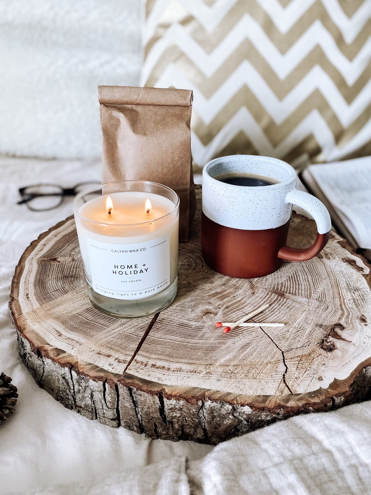 Calyan Wax Co. 2 Wick Candle, Home + Holiday Scented Candle, 37 Hour Burn Time, Aromatherapy Soy Candles, Non Toxic & Vegan Soy Wax, Glass Tumbler Scented Candles, 8.8oz
