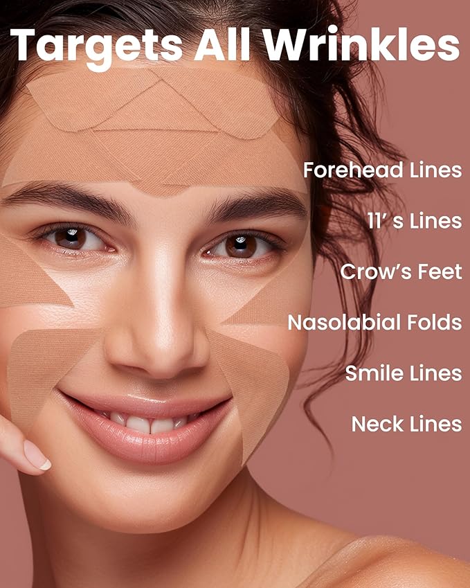 Akissos Facial Wrinkle Patches 80PCS Update Version Multi Area Anti Wrinkles Forehead Wrinkle Patches, Face Lift Tape for Wrinkles Overnight to Smooth Forehead Eyebrow Frown 11 Eye Smile Lines Lip